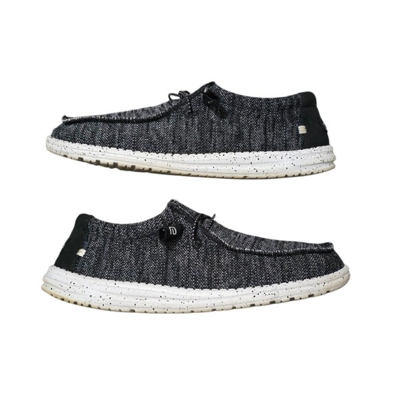 Hey Dude Wally Sox Shoes Mens Size 12 Black White Casual Slip Ons - Picture 7 of 10